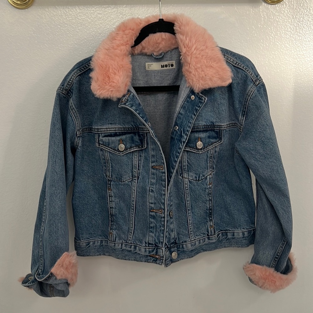 Fur lined denim jacket